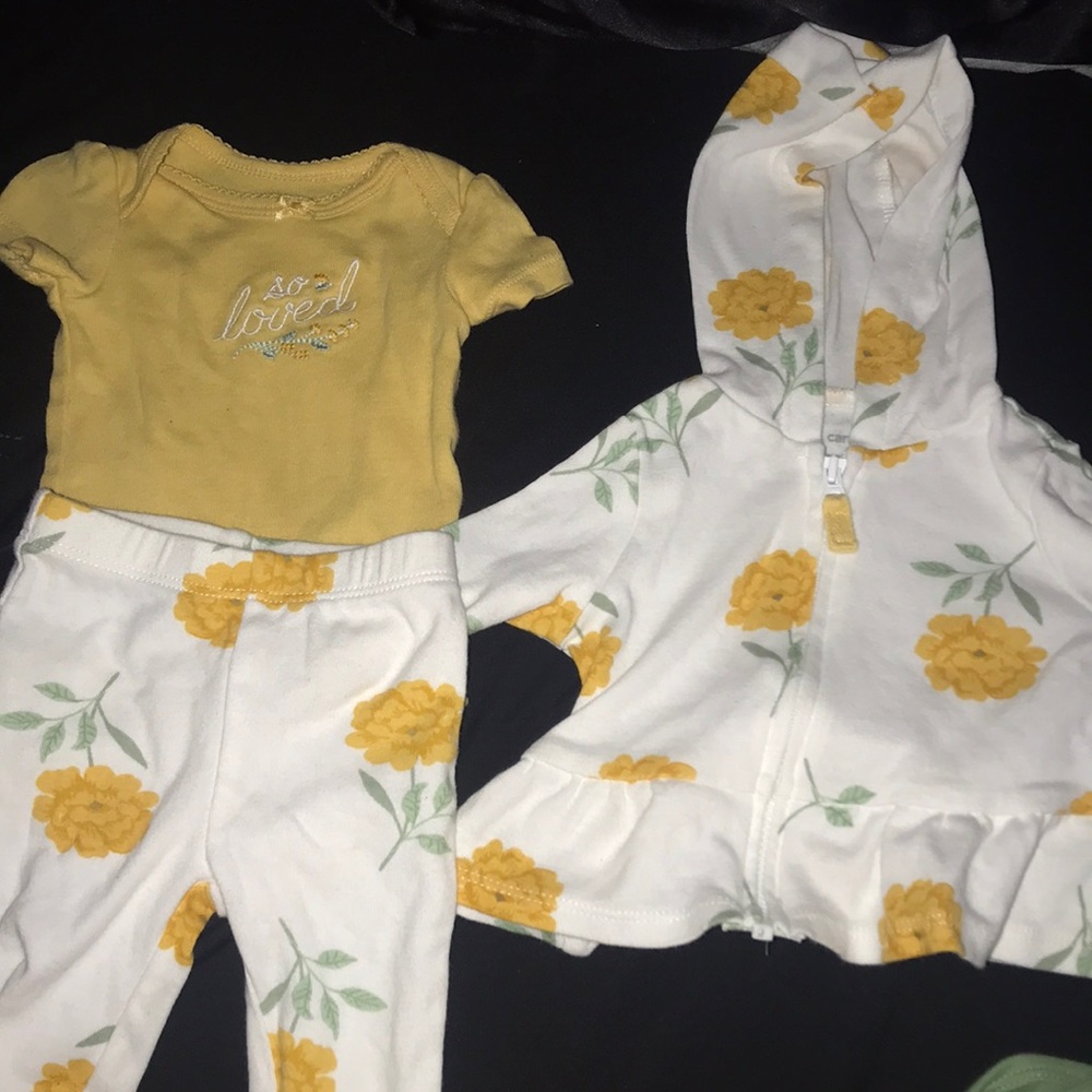 “So Loved” Three Piece Bodysuit Set for Newborn Baby